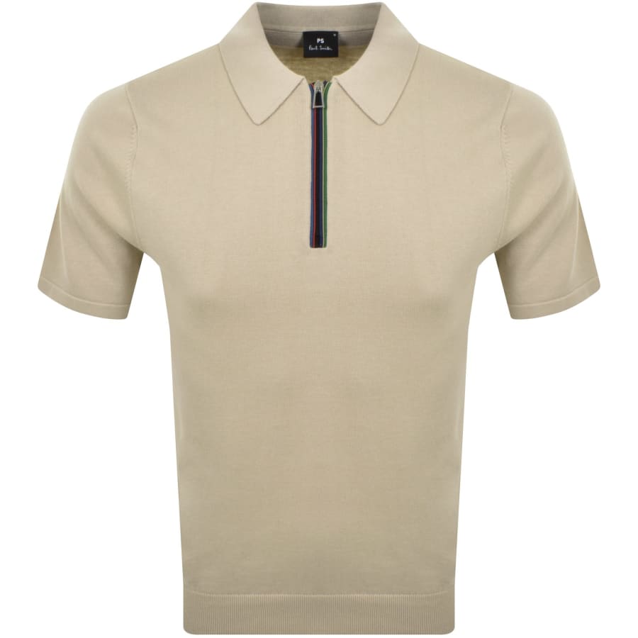 Paul Smith Half Zip Polo T Shirt Beige | Mainline Menswear